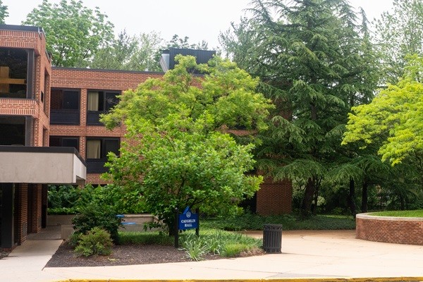Exterior view of Caughlin Hall on Villanova's south campus.