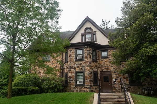 Exterior view of Moriarty Hall on Villanova's campus.