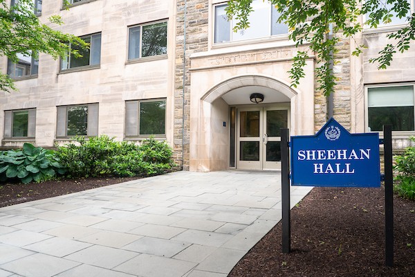 Exterior view of Sheehan Hall on Villanova's main campus.