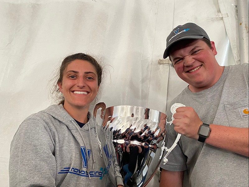 Co-captains Christina Maffattone ’22 ME and Michael Blaney ’22 ME celebrate the team’s success.