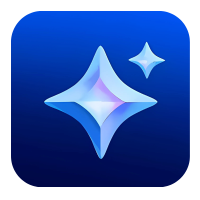 Zoom AI Companion Logo - Two different blue diamond shaped objects. One larger in the center and the other smaller in the upper right. 