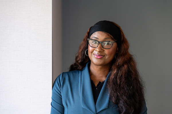 image of woman looking at camera